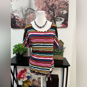 REiTMANS Women’s  Plus Top Blouse  Striped Short Sleeve Size 2XL Multicolor